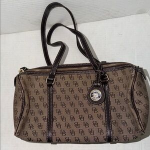 Dooney & Bourke Tan and Brown Logo Satchel